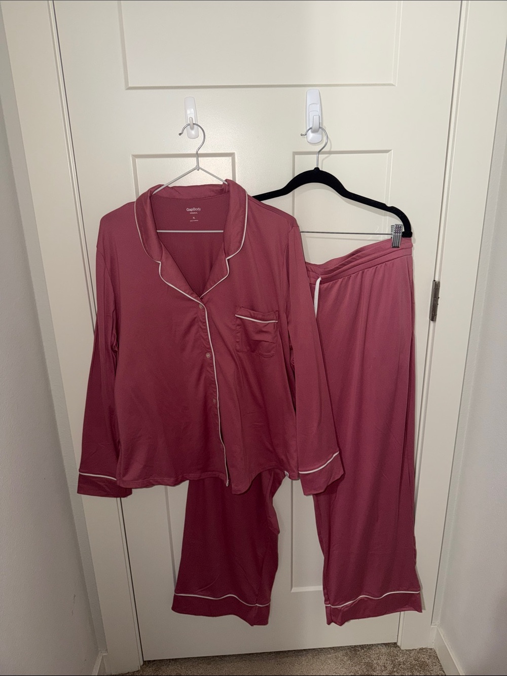 Women's Satin-Trim Pajama Set in Dusty Rose